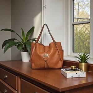 Mia K. Farrow Collection Shoulder Tote Hobo Bag Brown Satchel 13x13x5